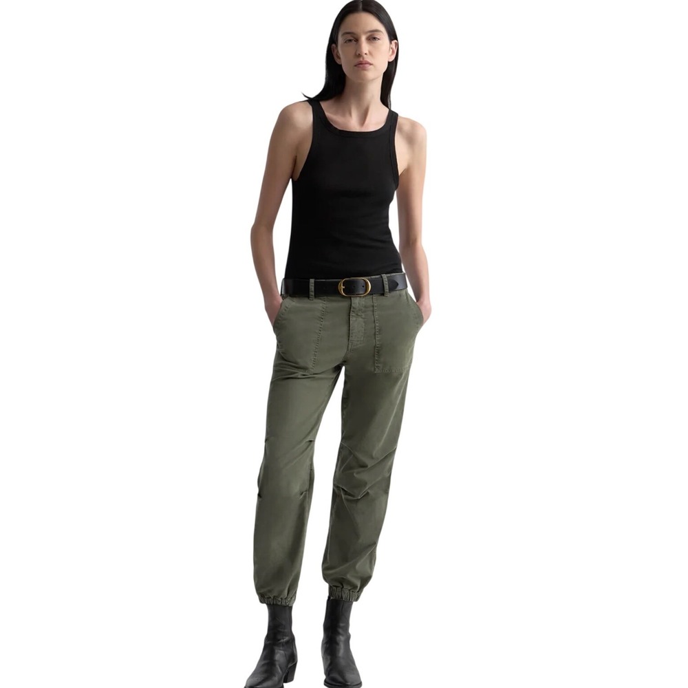 Nili Lotan Utility Cotton Pant Olive Green Military Utility Trousers Size 4